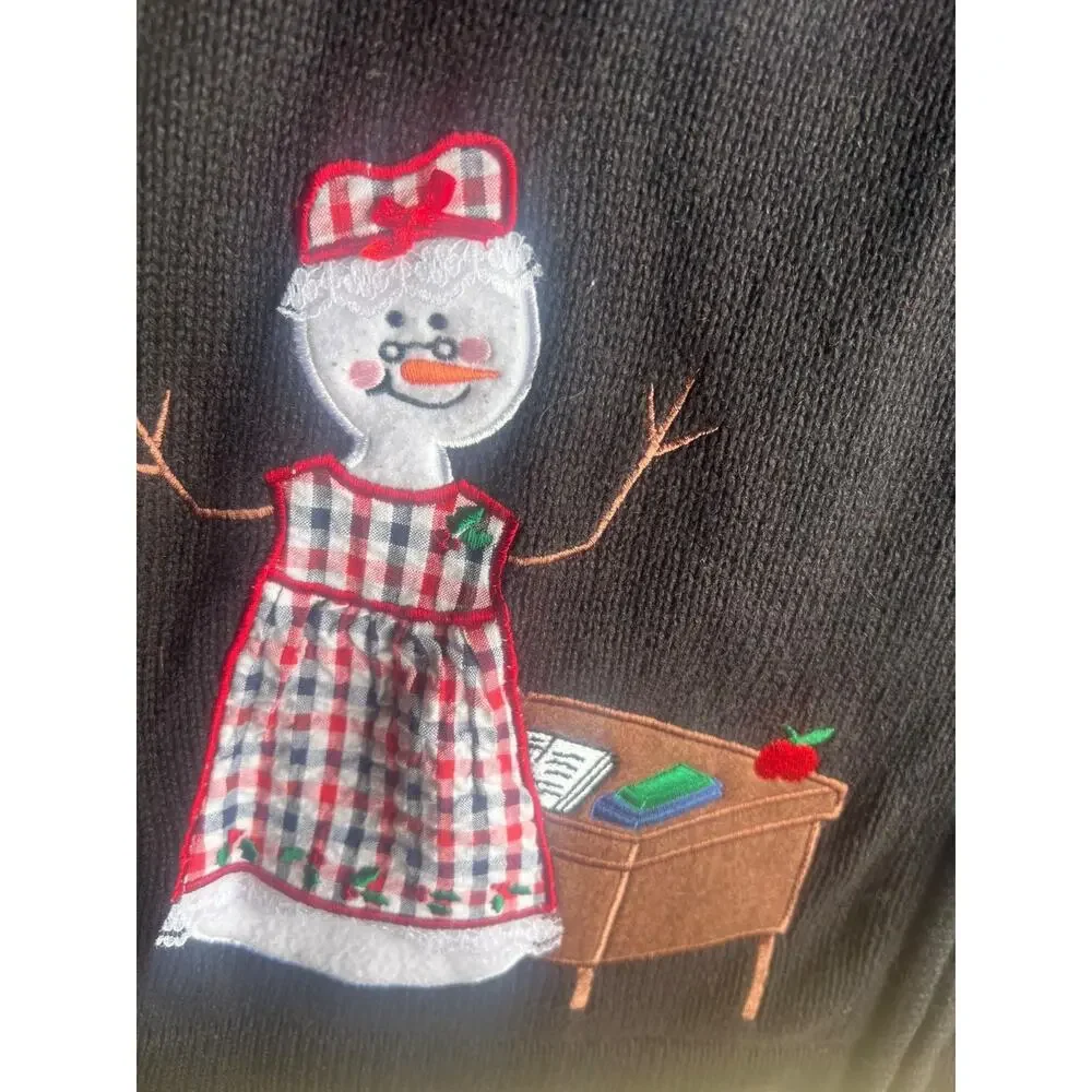 Bechamel Women Vintage 90s Novelty Cottage School Teacher Cardigan Zip Sweater M - Picture 10 of 13